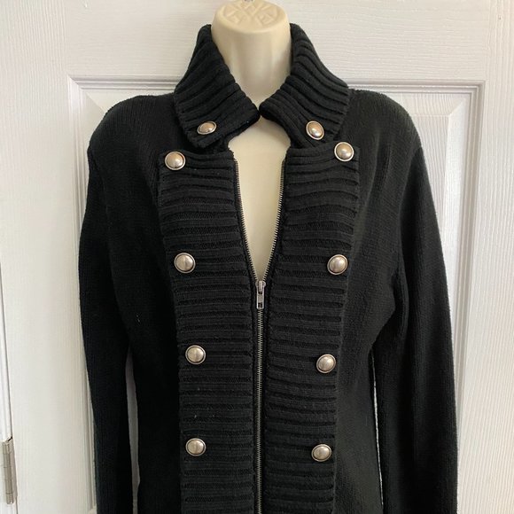 Black Sweater with Silver Button Design - Picture 1 of 4
